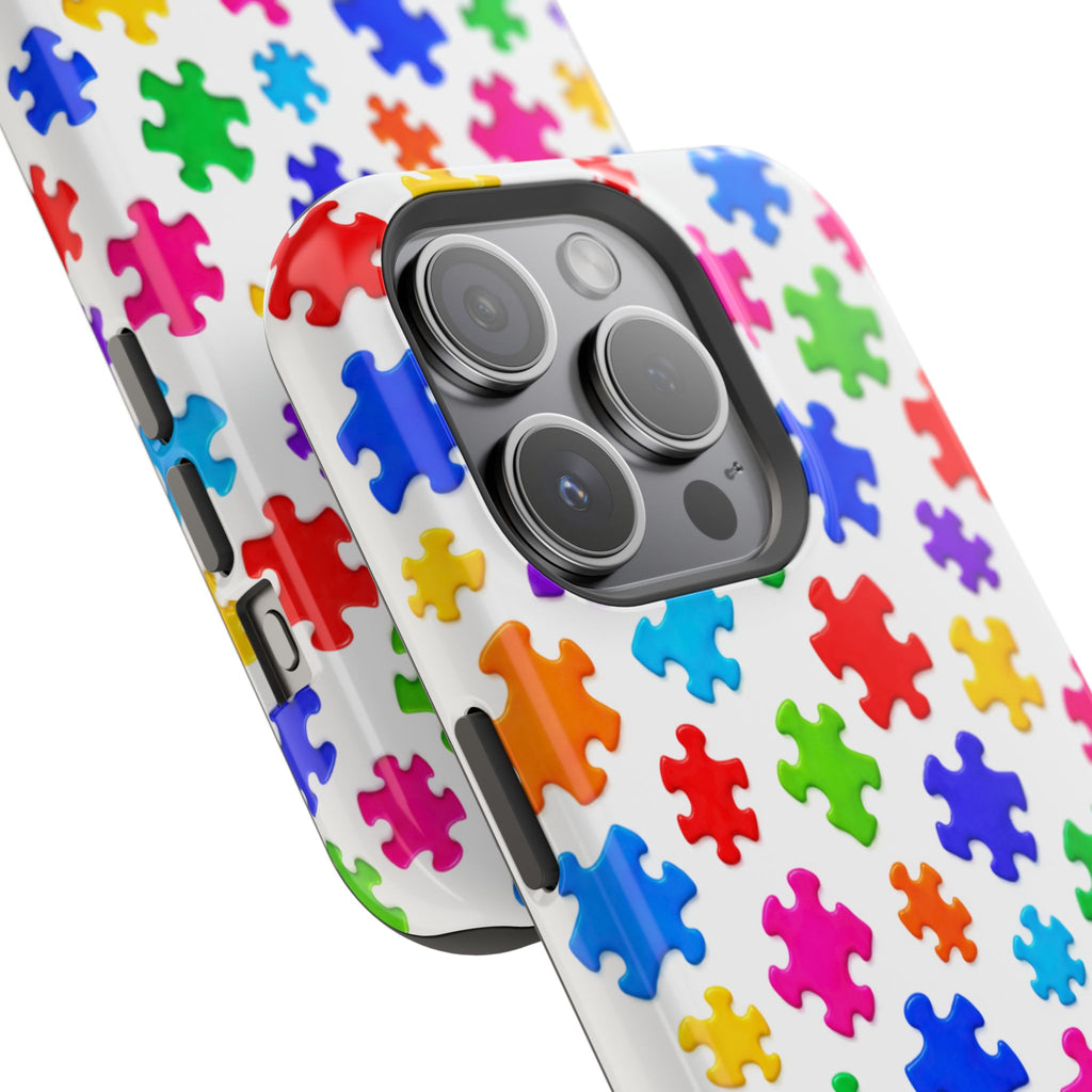 Autism Puzzle Pattern Magnetic Impact-Resistant Phone Case