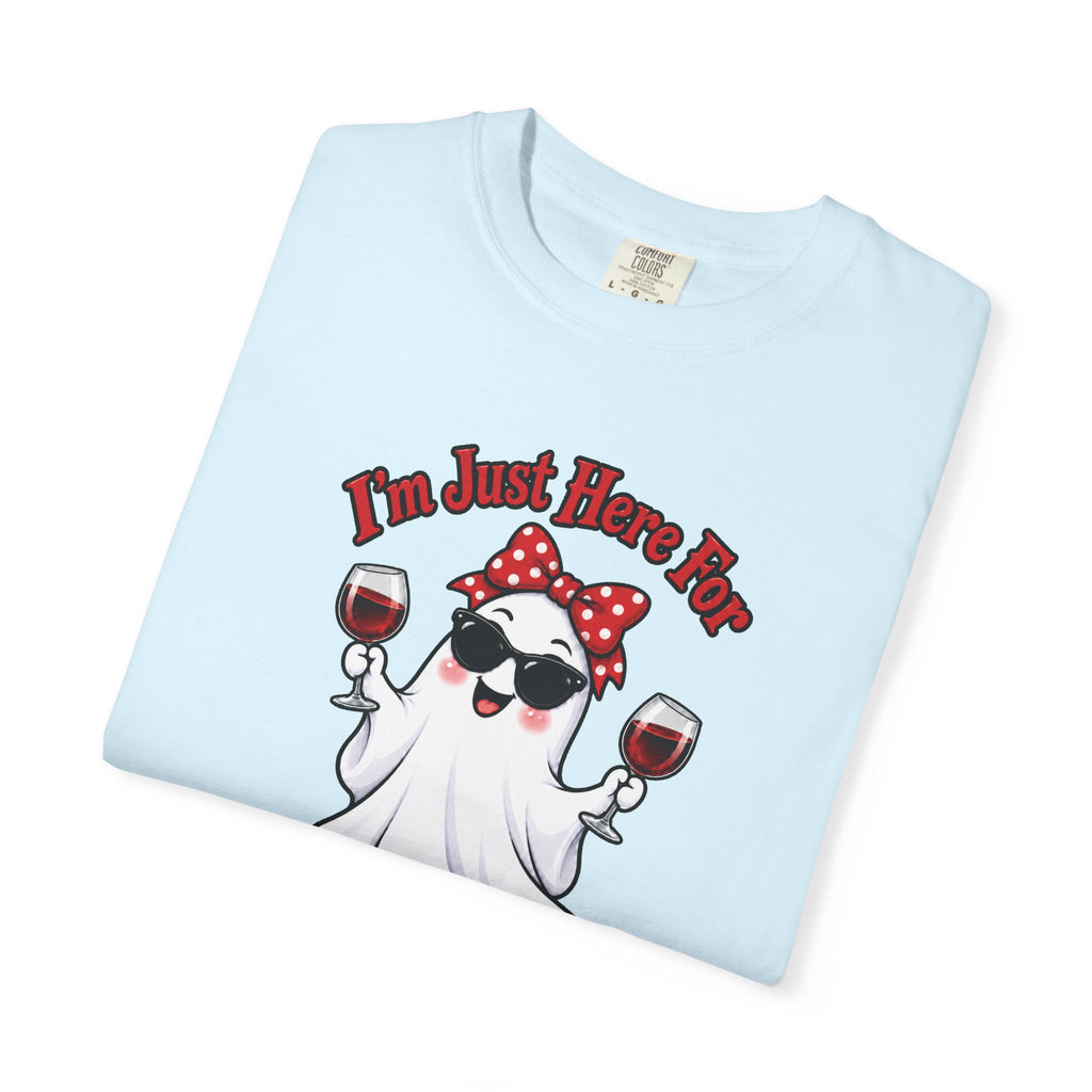 Wine Ghost T-Shirt — "I'm Just Here For The Spirits" Halloween Tee