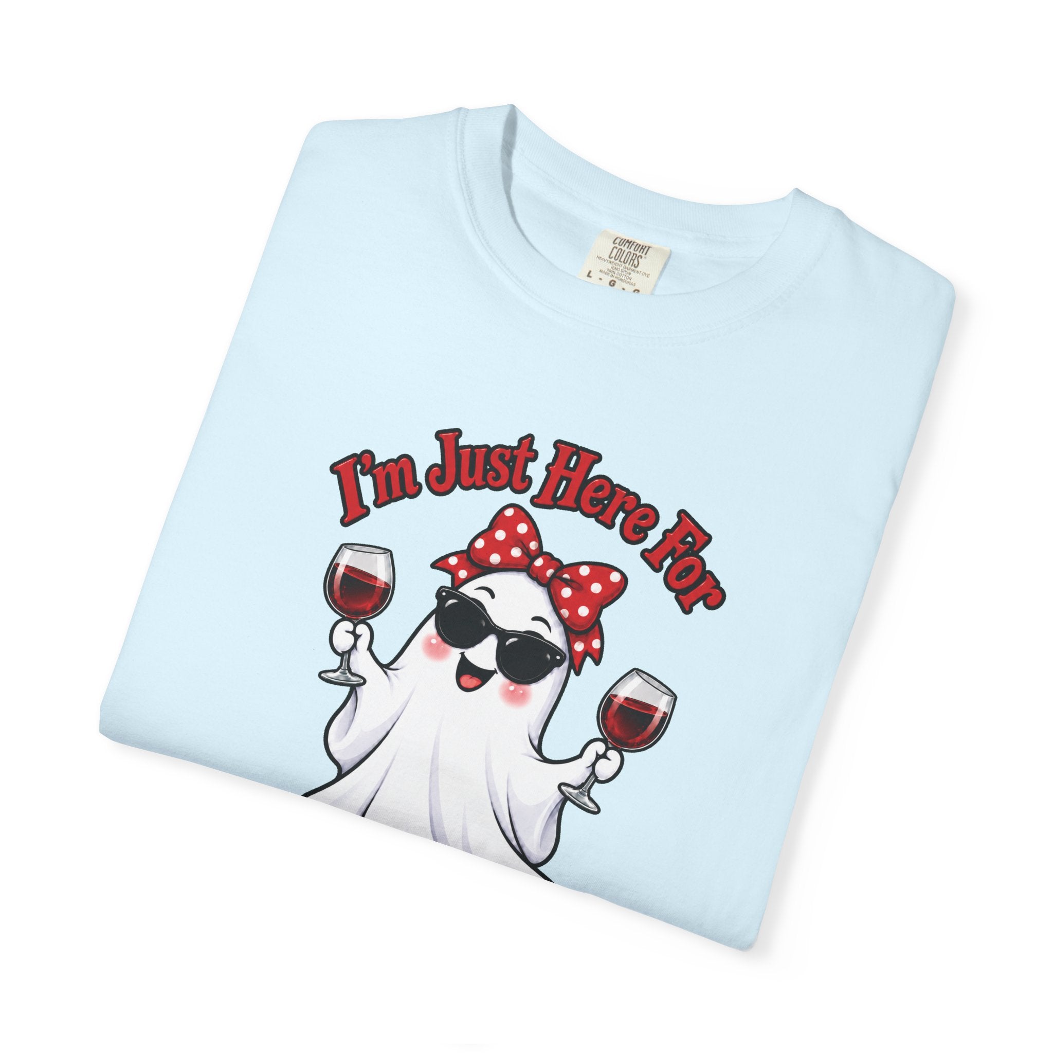 Wine Ghost T-Shirt — "I'm Just Here For The Spirits" Halloween Tee