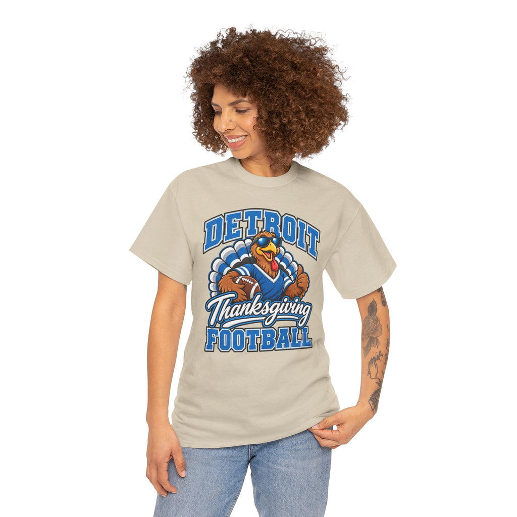 Detroit Thanksgiving Football Tee — Turkey Mascot Game Day Shirt