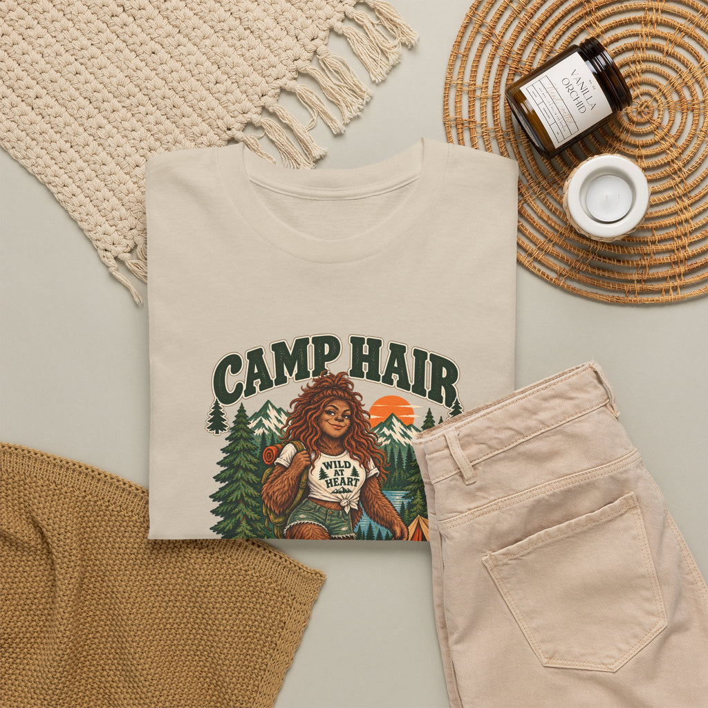Camp Hair Don't Care T-Shirt — Retro Camping Graphic Tee