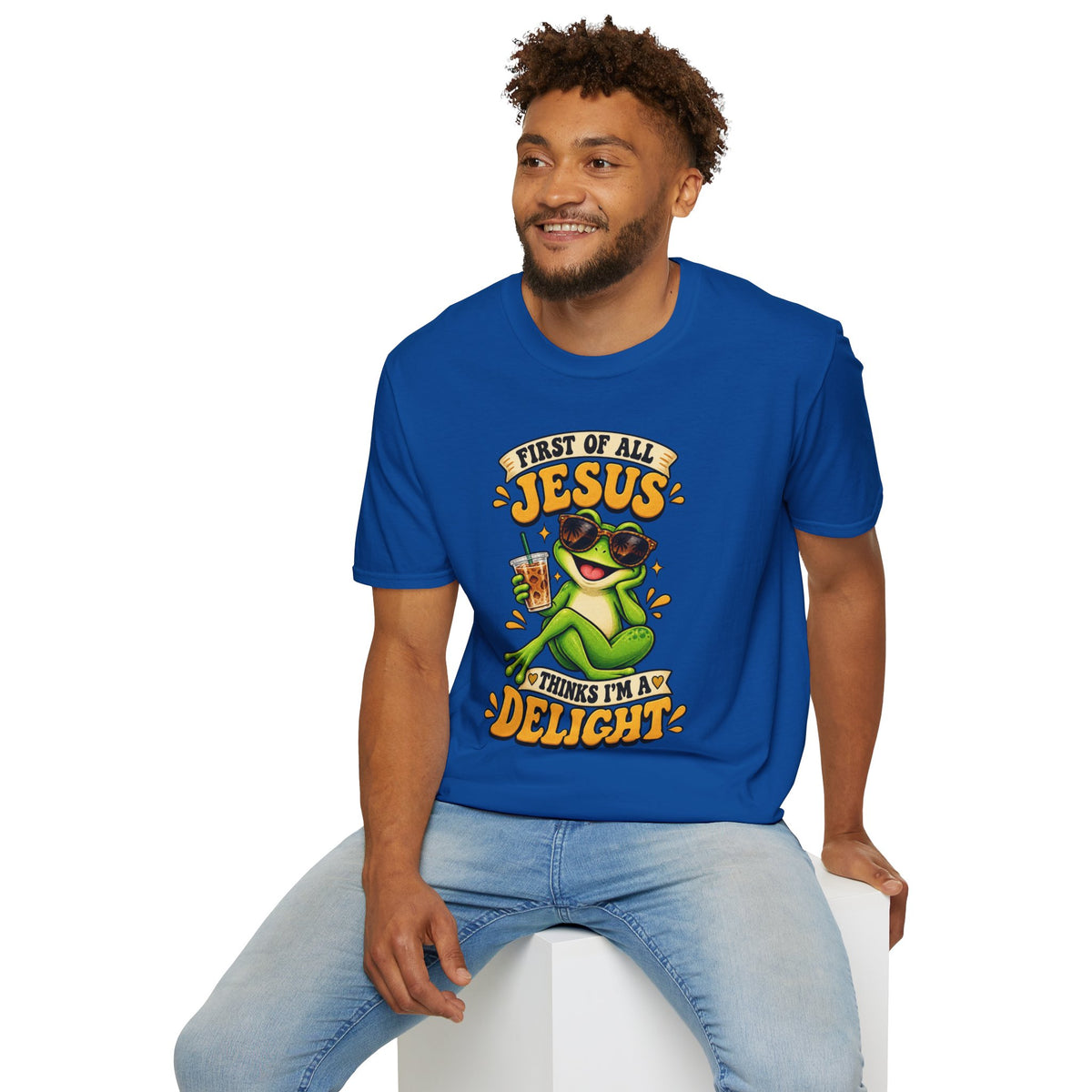 Jesus Frog T-Shirt — "First of All Jesus" Cute Frog Christian Tee