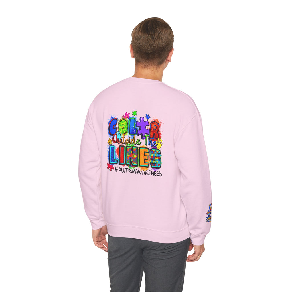 Autism Awareness Crewneck Sweatshirt — Color Outside the Lines Design