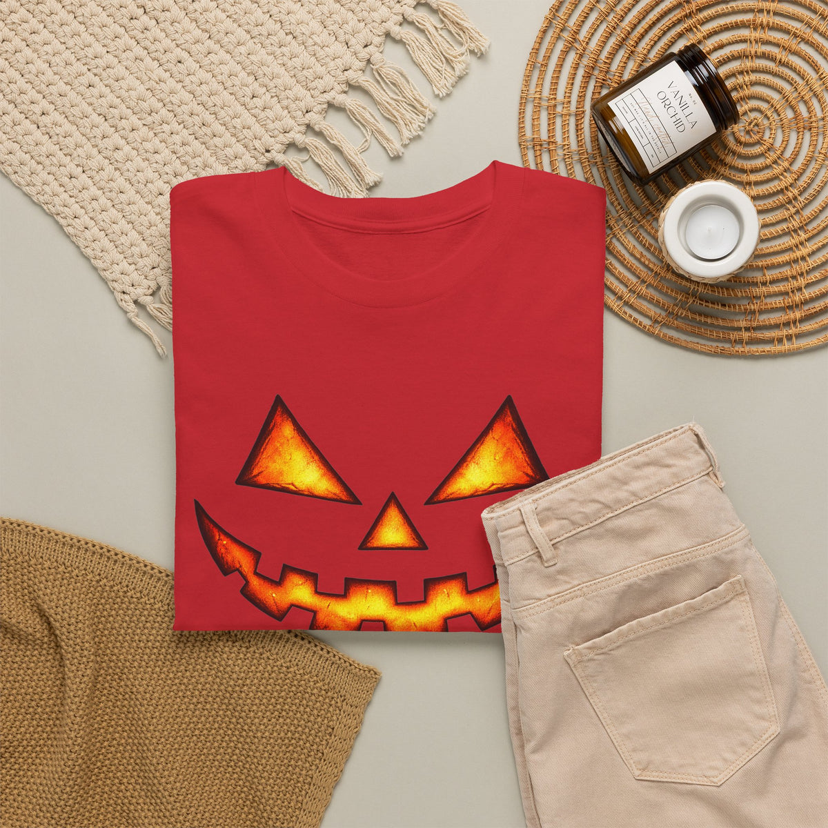 Jack-O'-Lantern Pumpkin Scary Face T-Shirt — Halloween Horror Costume Tee