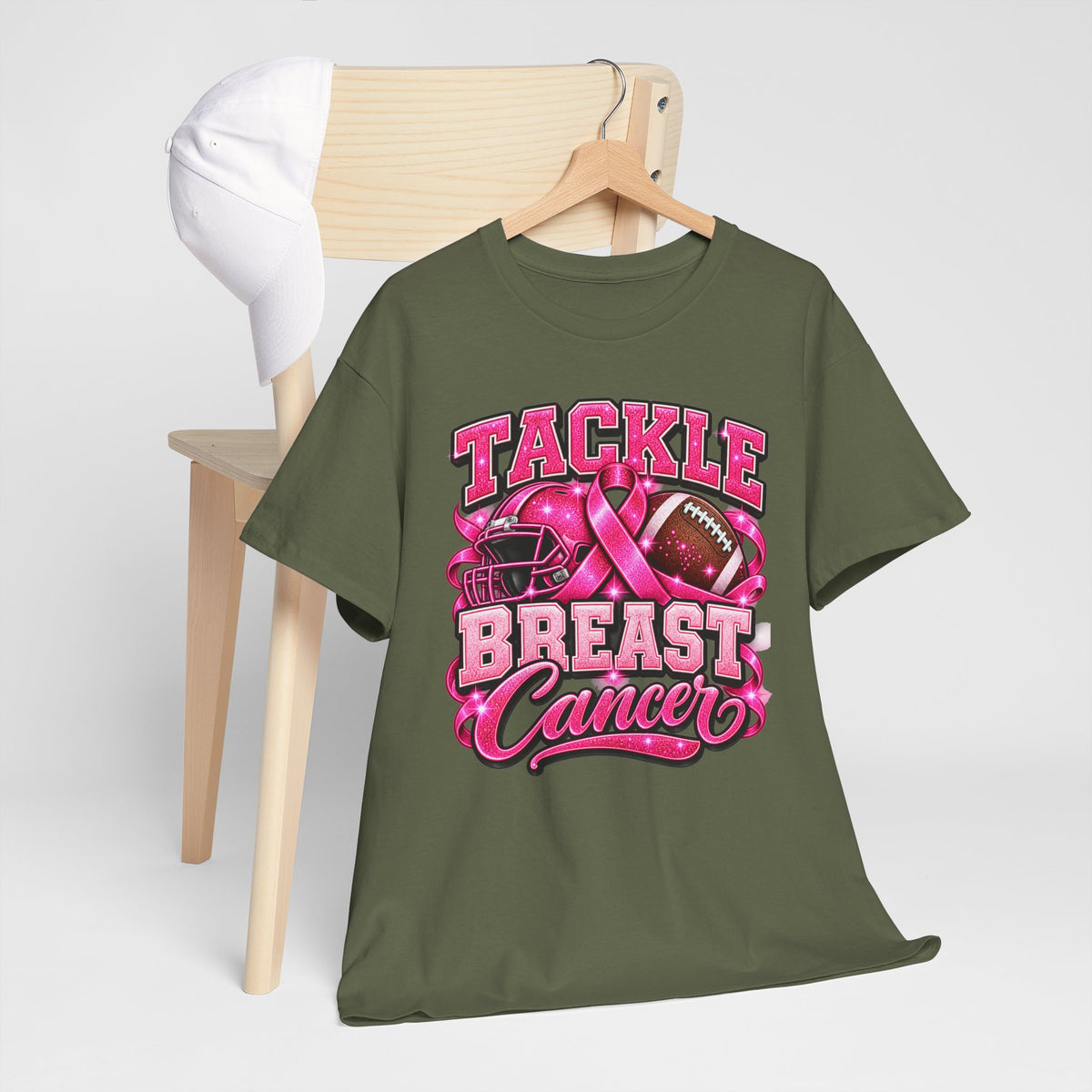 T-Shirt — "Tackle Breast Cancer" Pink Football Awareness Tee