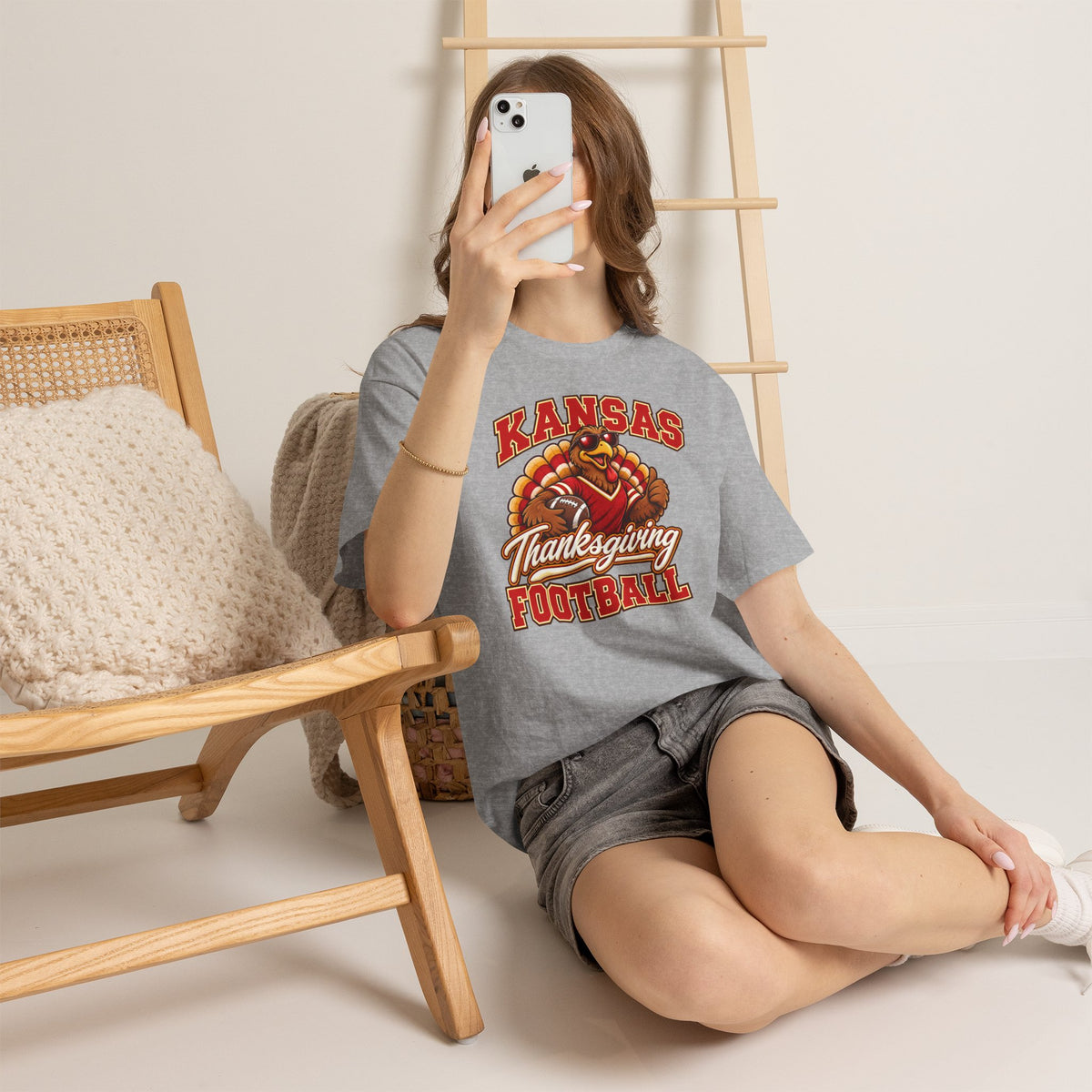 Kansas Thanksgiving Football T‑Shirt — Turkey Mascot Holiday Game Tee