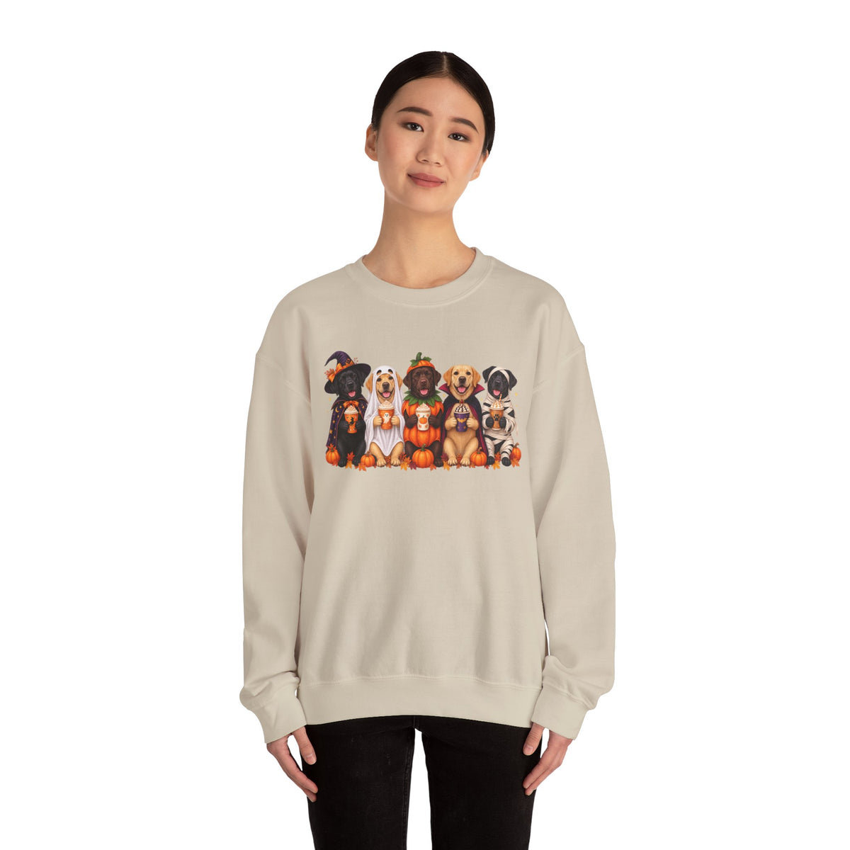 Halloween Dogs Crewneck Sweatshirt — Cute Puppies in Costumes Fall Pullover
