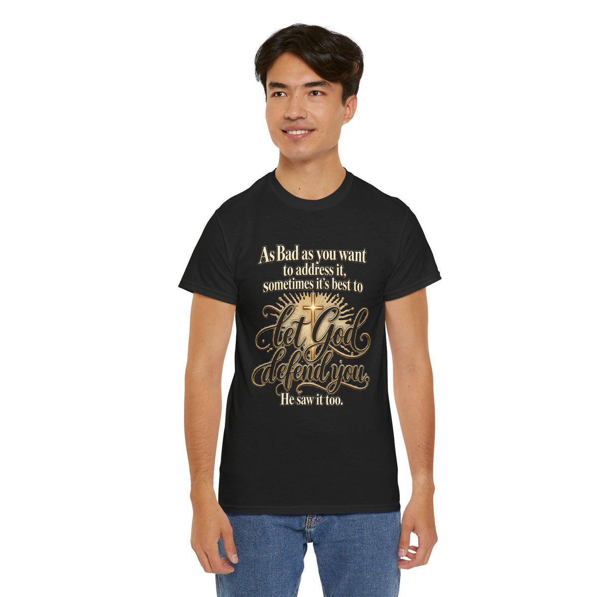 Let God Defend You Inspirational Christian T-Shirt