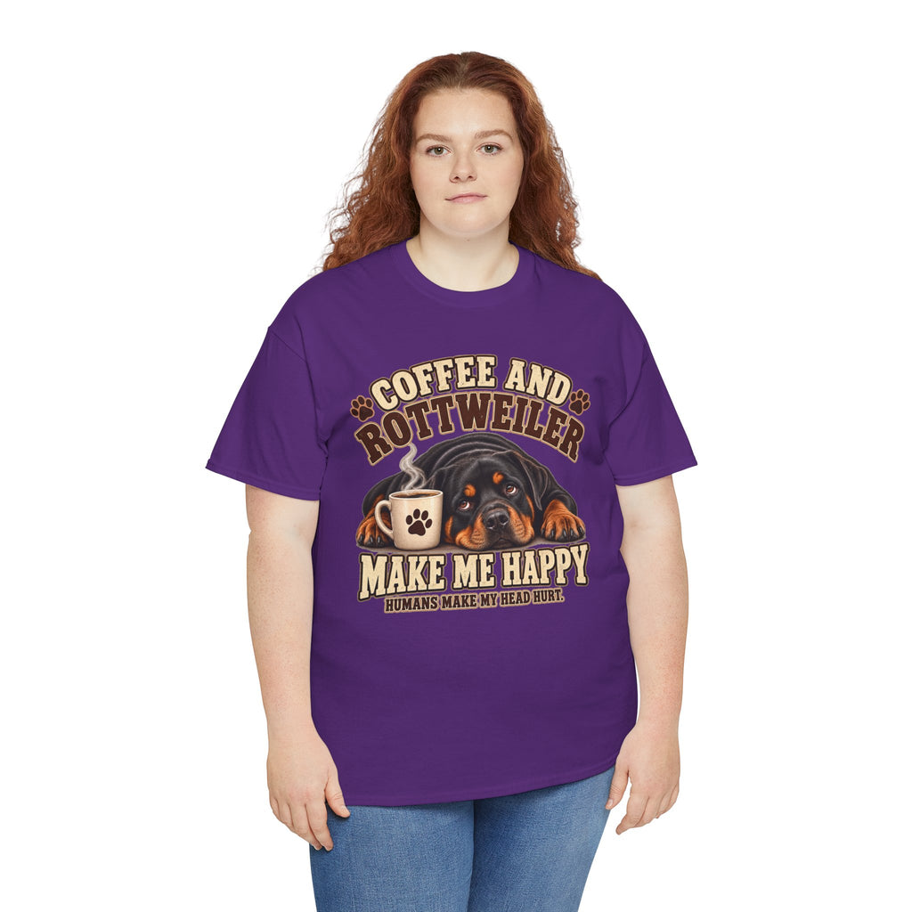 Coffee and Rottweiler Tee — "Coffee and Rottweiler Make Me Happy" Dog Lover Shirt