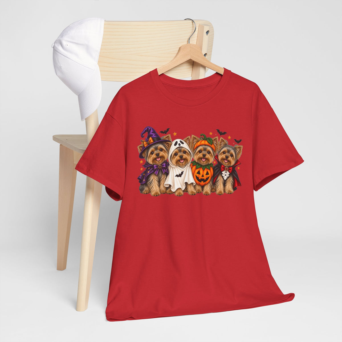 Halloween Yorkie T-Shirt — Cute Yorkies in Costumes (Pumpkin, Ghost, Witch, Vampire)