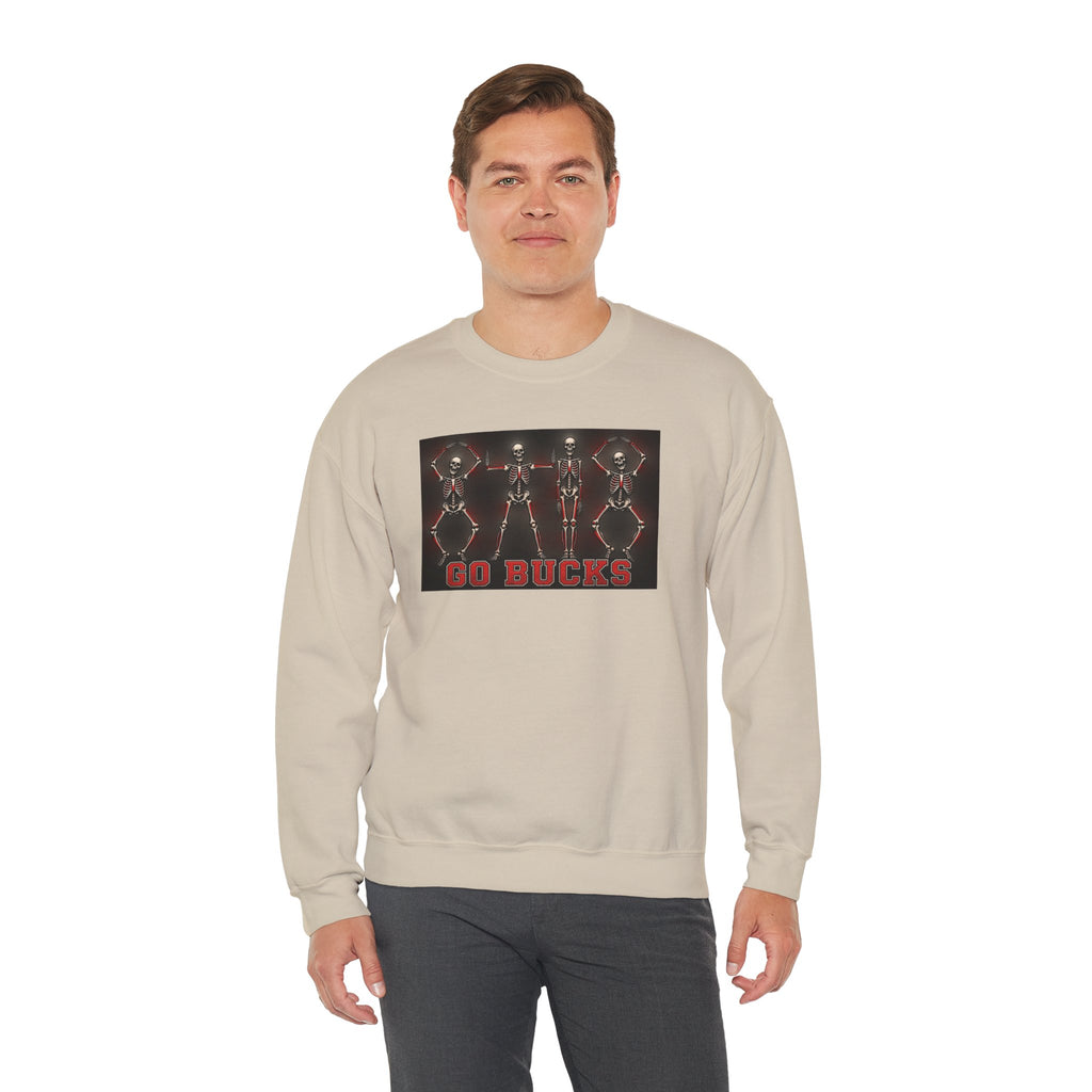 Crewneck Sweatshirt — 'Go Bucks' Dance Skeletons Graphic