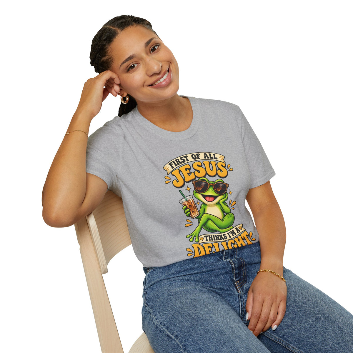 Jesus Frog T-Shirt — "First of All Jesus" Cute Frog Christian Tee