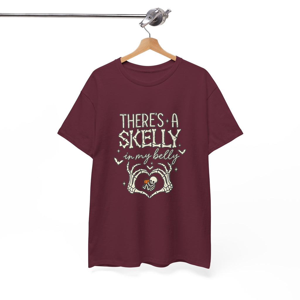 Skeleton Heart T‑Shirt — "There's a Skelly in My Belly" Cute Halloween Tee