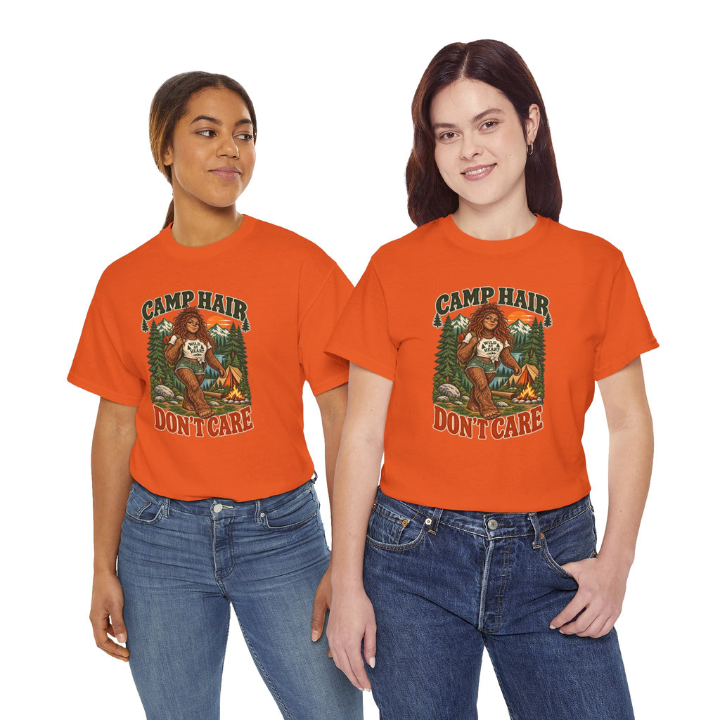Camp Hair Don't Care T-Shirt — Retro Camping Graphic Tee