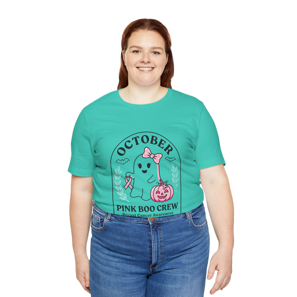 October Pink Boo Crew Tee — Breast Cancer Awareness Ghost T-Shirt