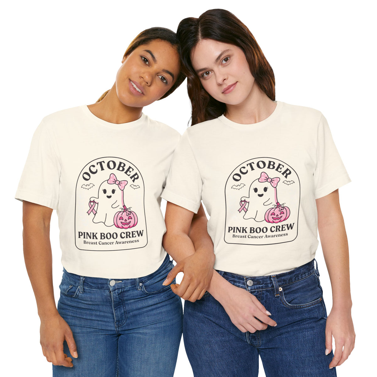 October Pink Boo Crew Tee — Breast Cancer Awareness Ghost T-Shirt