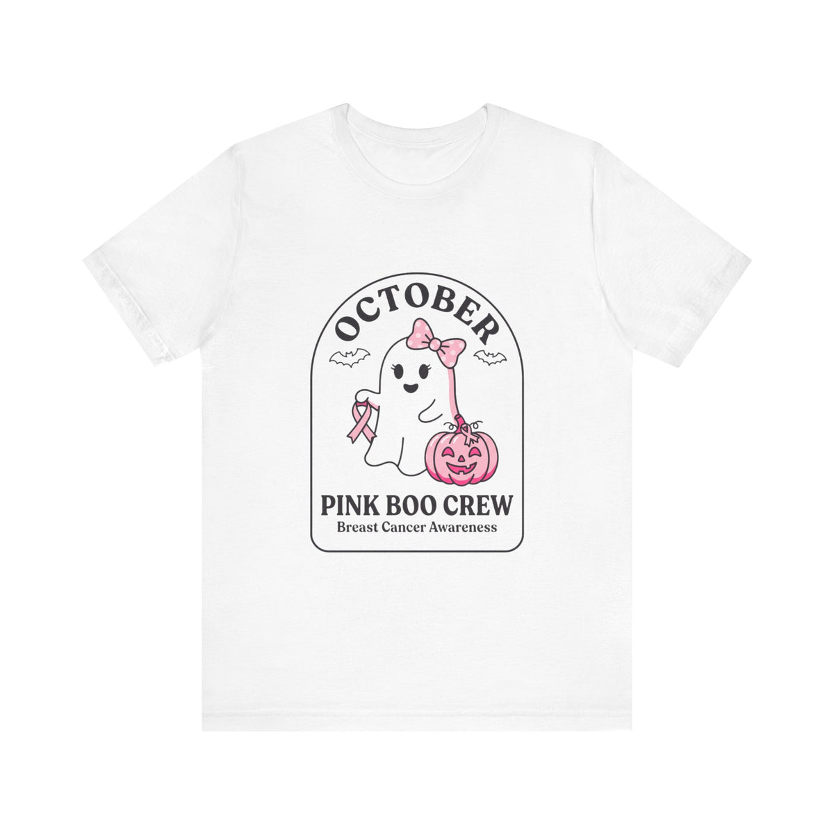 October Pink Boo Crew Tee — Breast Cancer Awareness Ghost T-Shirt
