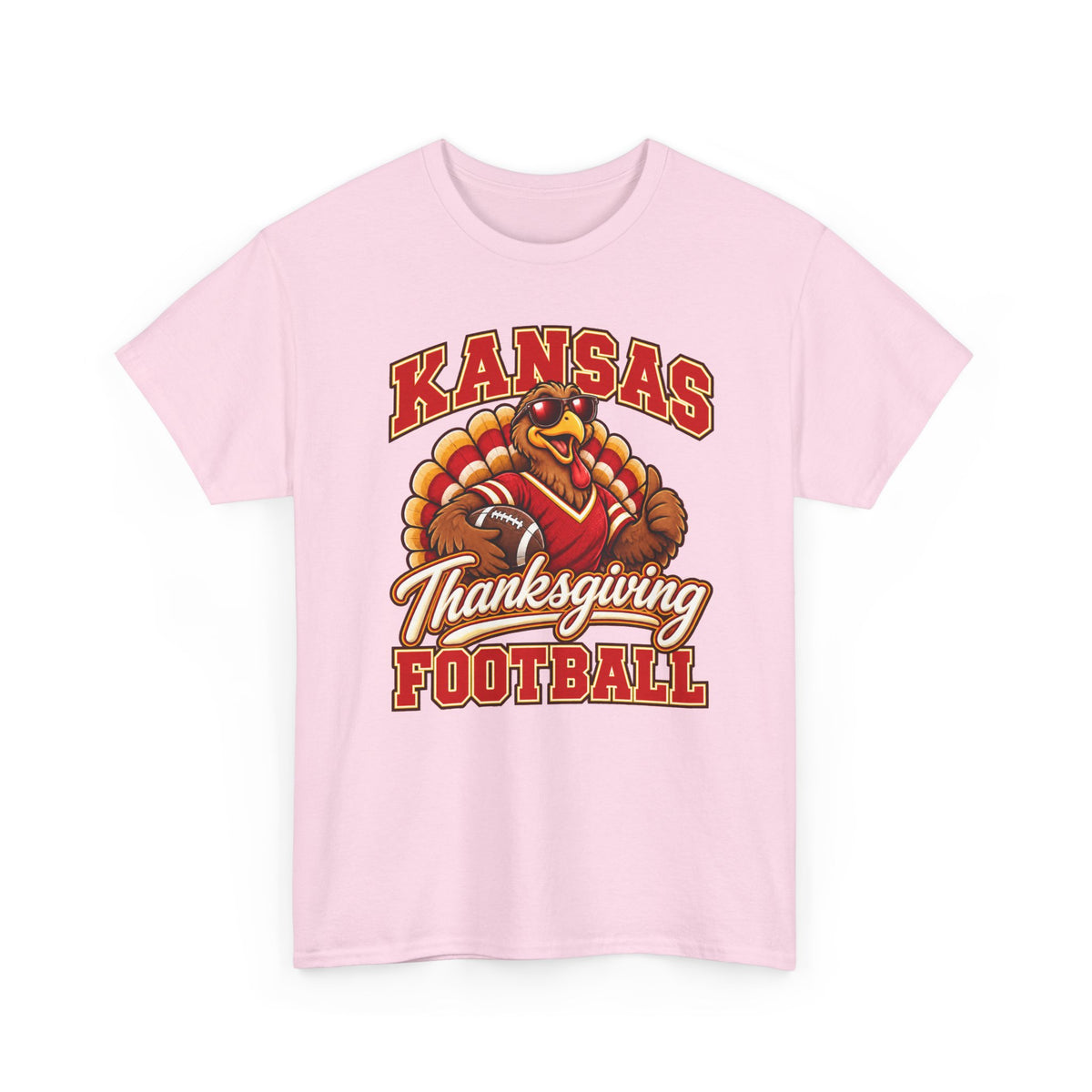 Kansas Thanksgiving Football T‑Shirt — Turkey Mascot Holiday Game Tee
