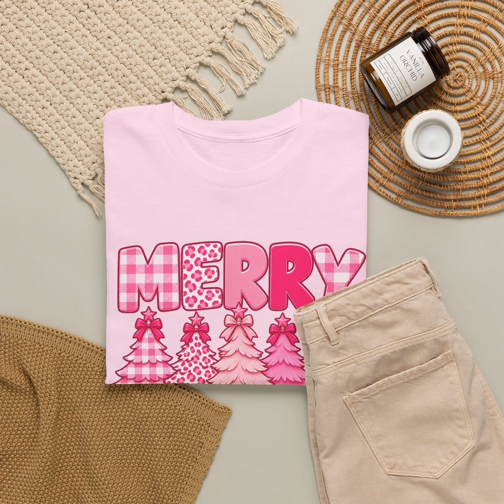 Merry Christmas Pink Christmas Tree T-Shirt