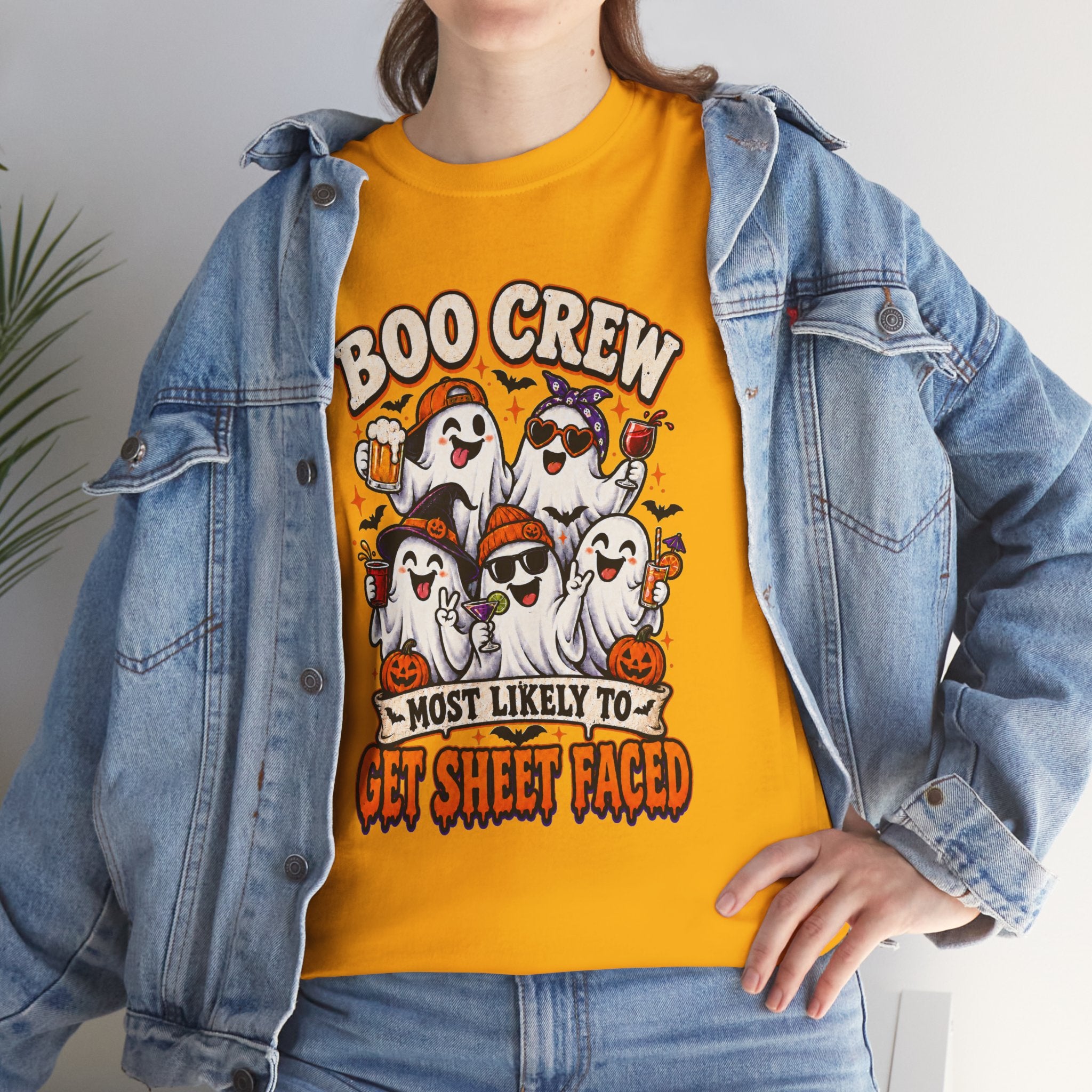 Boo Crew Halloween T-Shirt — “Most Likely to Get Sheet Faced” Funny Ghost Party Tee
