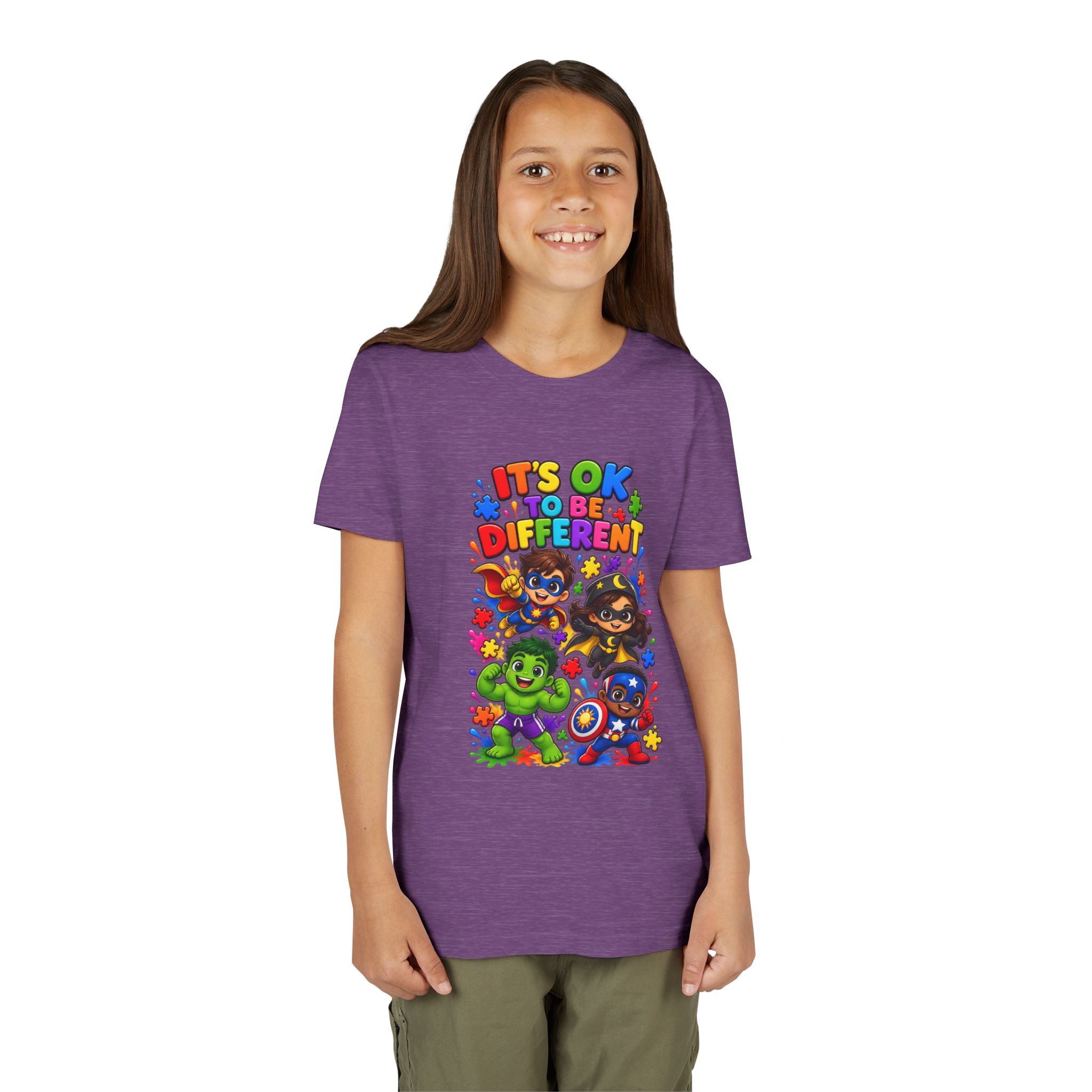 Kids T-Shirt — "It's OK to Be Different" Colorful Superhero Diversity Tee