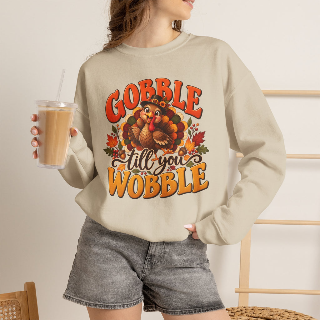 Thanksgiving Turkey 'Gobble Till You Wobble' Crewneck Sweatshirt