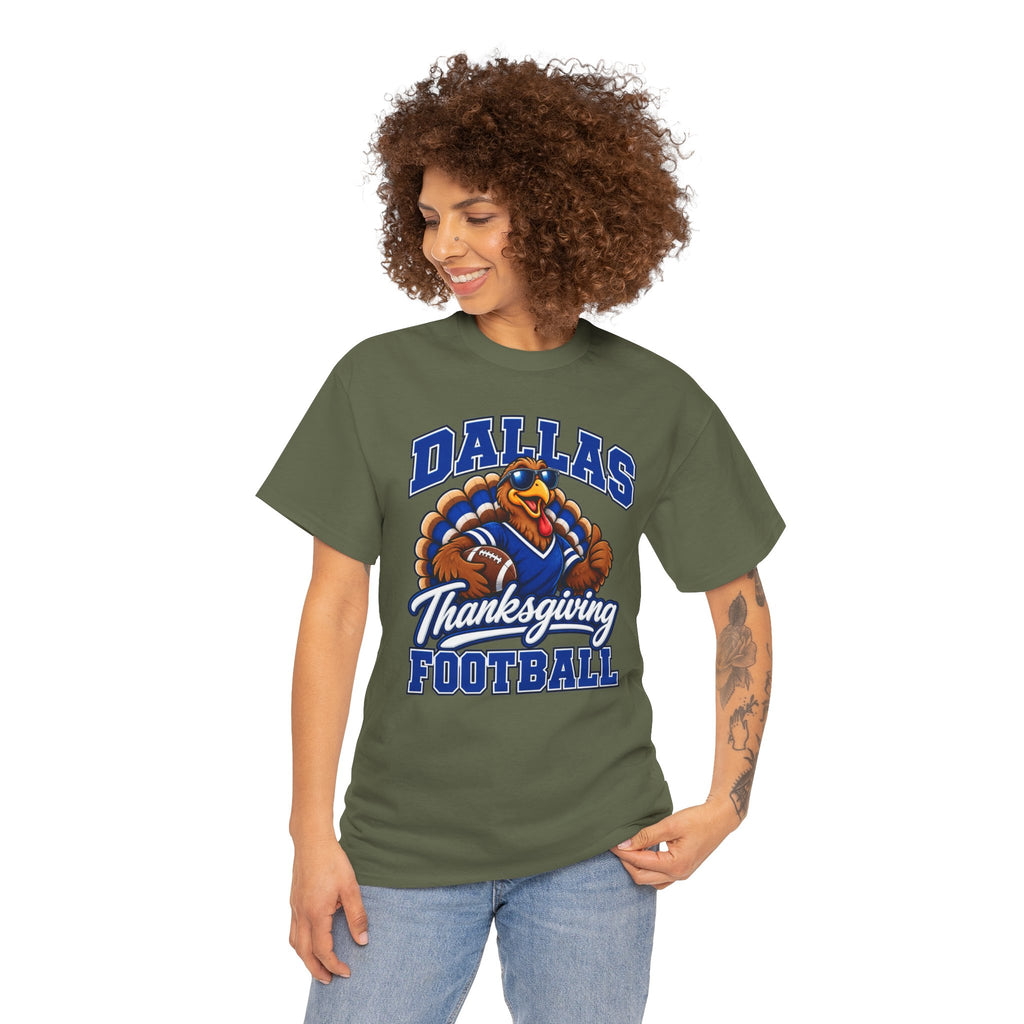 Dallas Thanksgiving Football T-Shirt — Turkey Mascot Game Day Tee