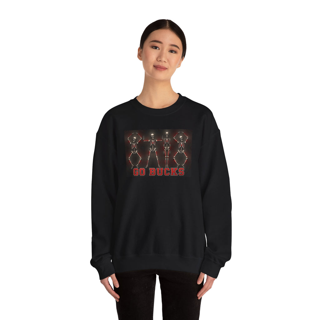 Crewneck Sweatshirt — 'Go Bucks' Dance Skeletons Graphic