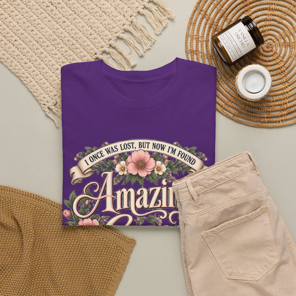 Amazing Grace Floral T-Shirt — Vintage Christian Faith Tee