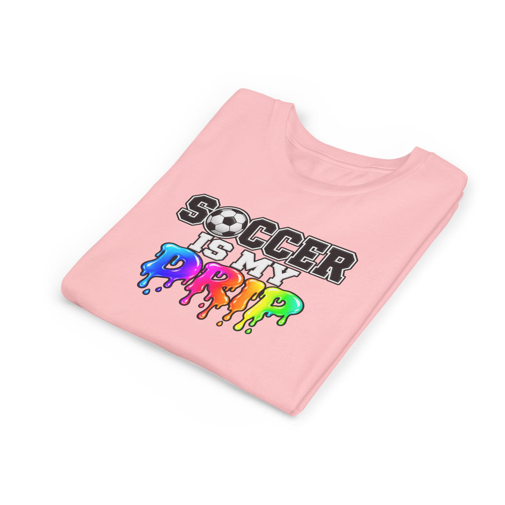 Youth Tee — "Soccer Is My Drip" Colorful Drip Soccer Graphic