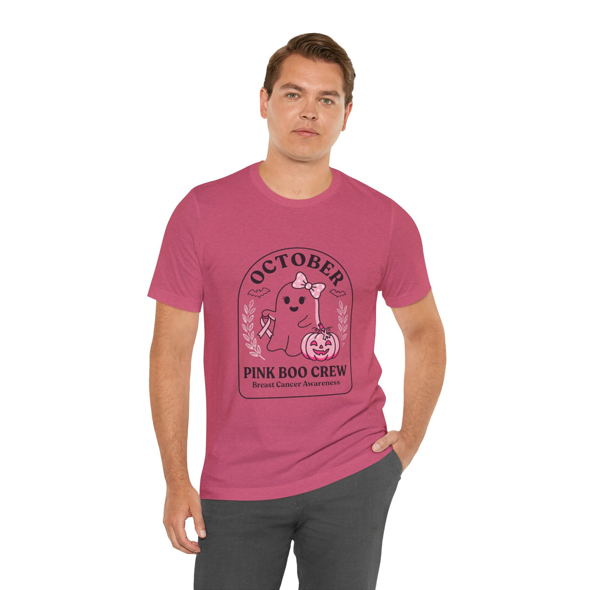 October Pink Boo Crew Tee — Breast Cancer Awareness Ghost T-Shirt