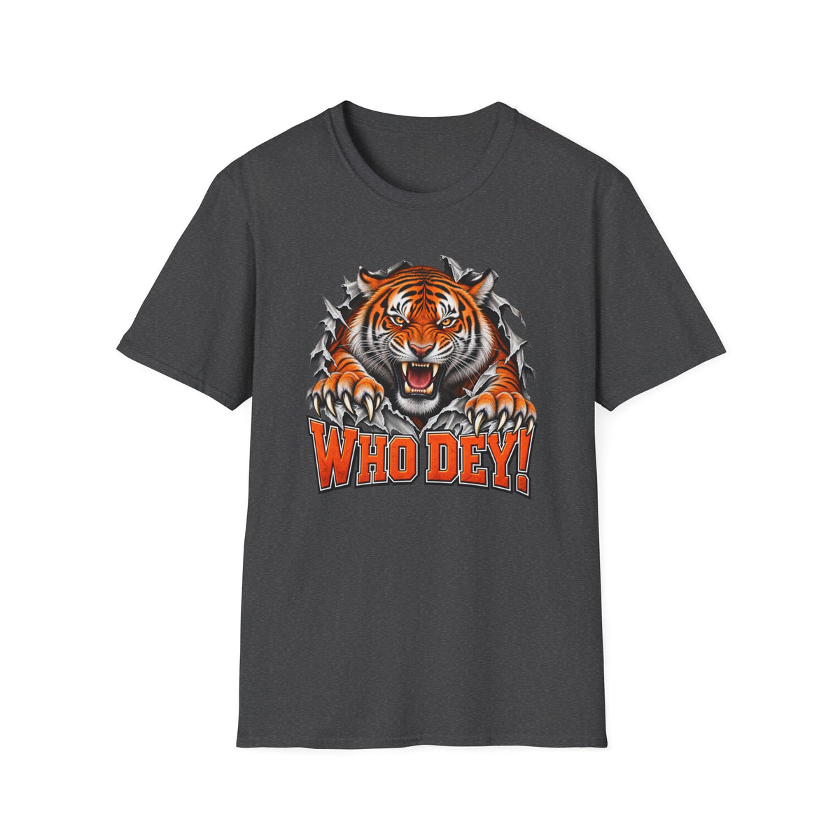 Tiger Graphic T-Shirt — "Who Dey!" Fierce Roaring Design