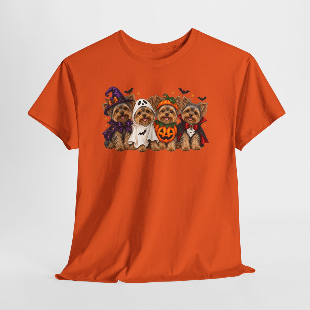 Halloween Yorkie T-Shirt — Cute Yorkies in Costumes (Pumpkin, Ghost, Witch, Vampire)