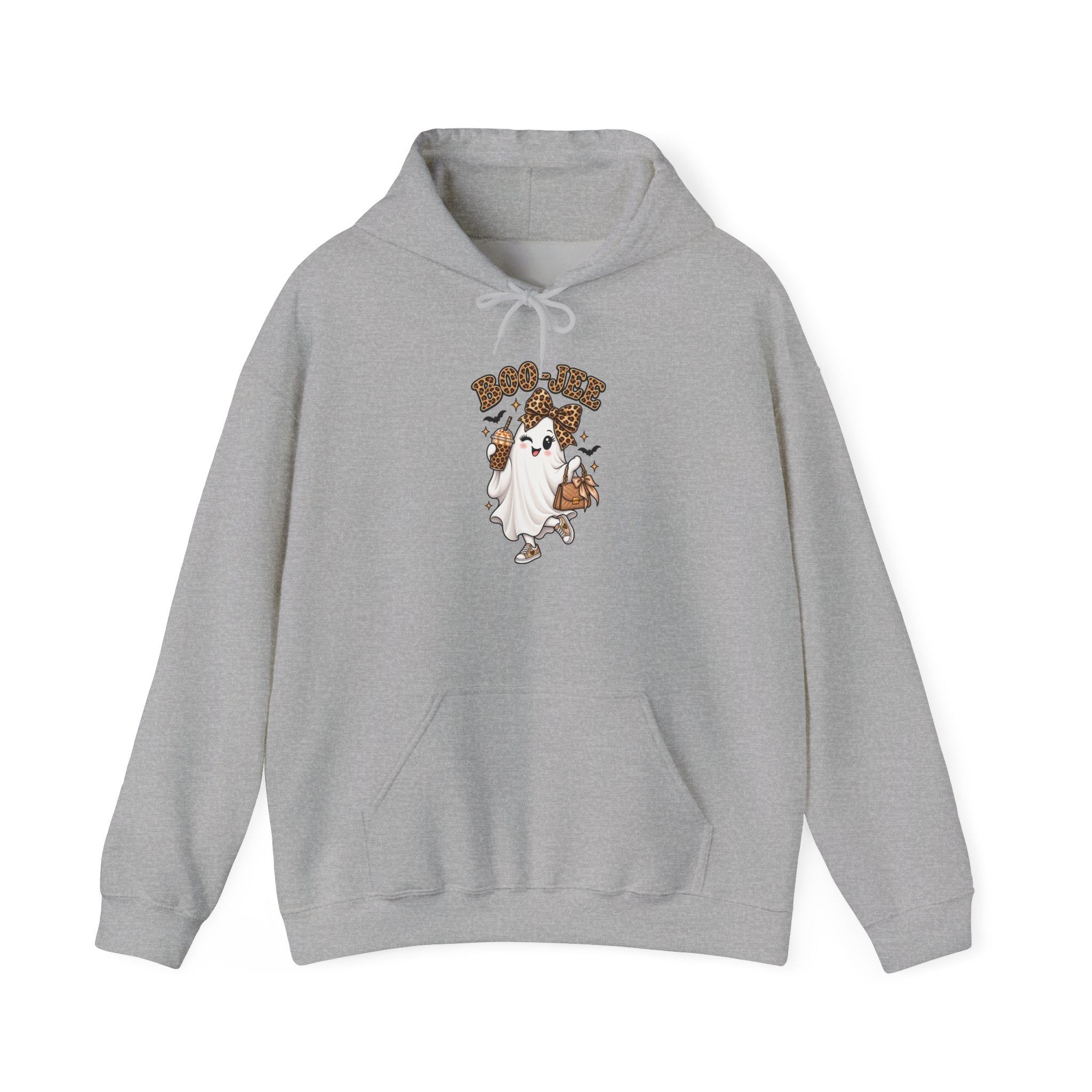 Halloween Ghost Hoodie – Cute Leopard Bow Pumpkin Sweatshirt | Spooky Gift for Women