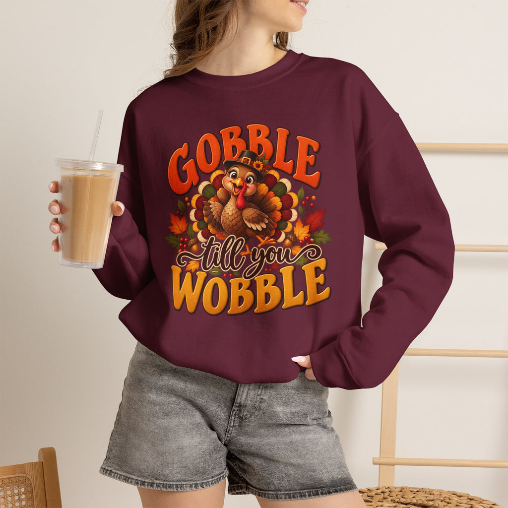 Thanksgiving Turkey 'Gobble Till You Wobble' Crewneck Sweatshirt