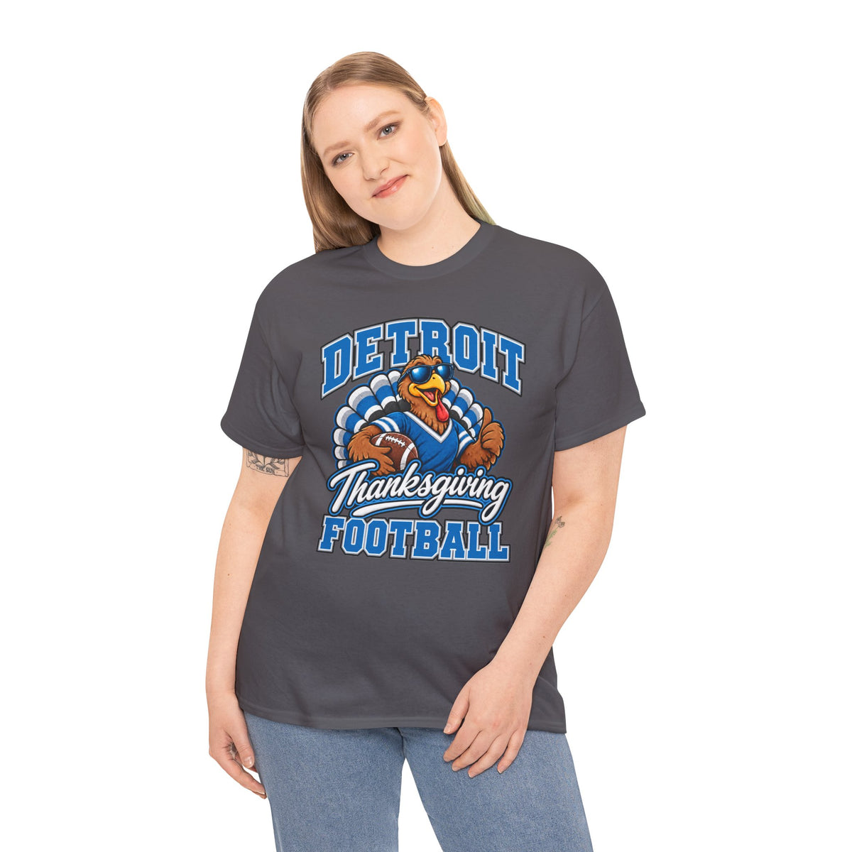 Detroit Thanksgiving Football Tee — Turkey Mascot Game Day Shirt