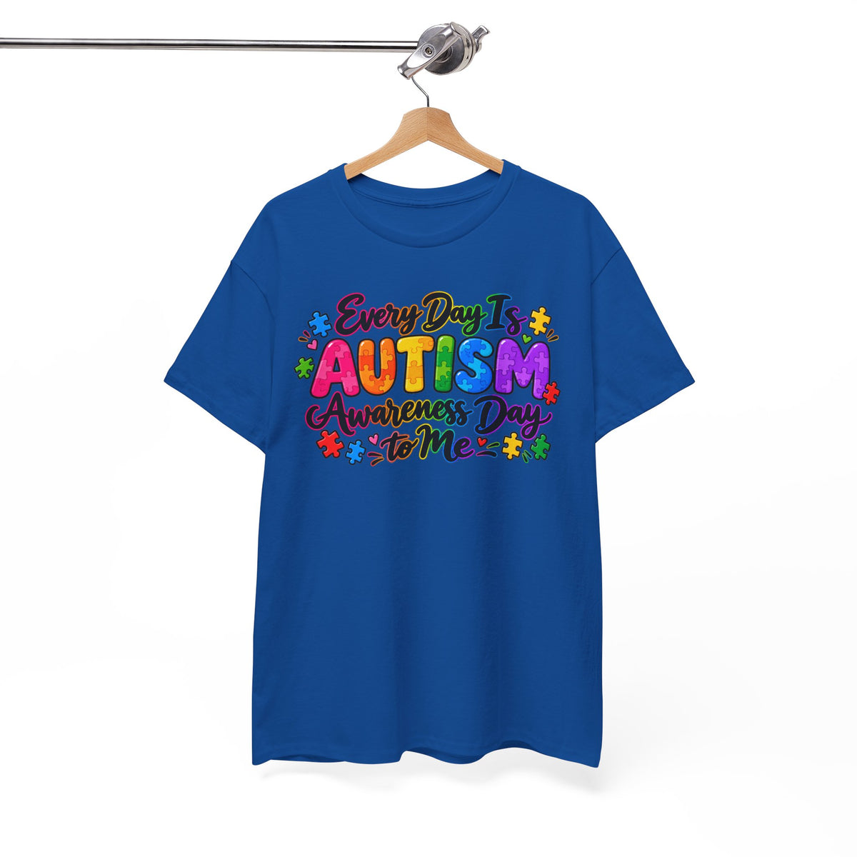 Autism Awareness T-Shirt — "Every Day Is Autism Awareness Day to Me" Colorful Puzzle Tee