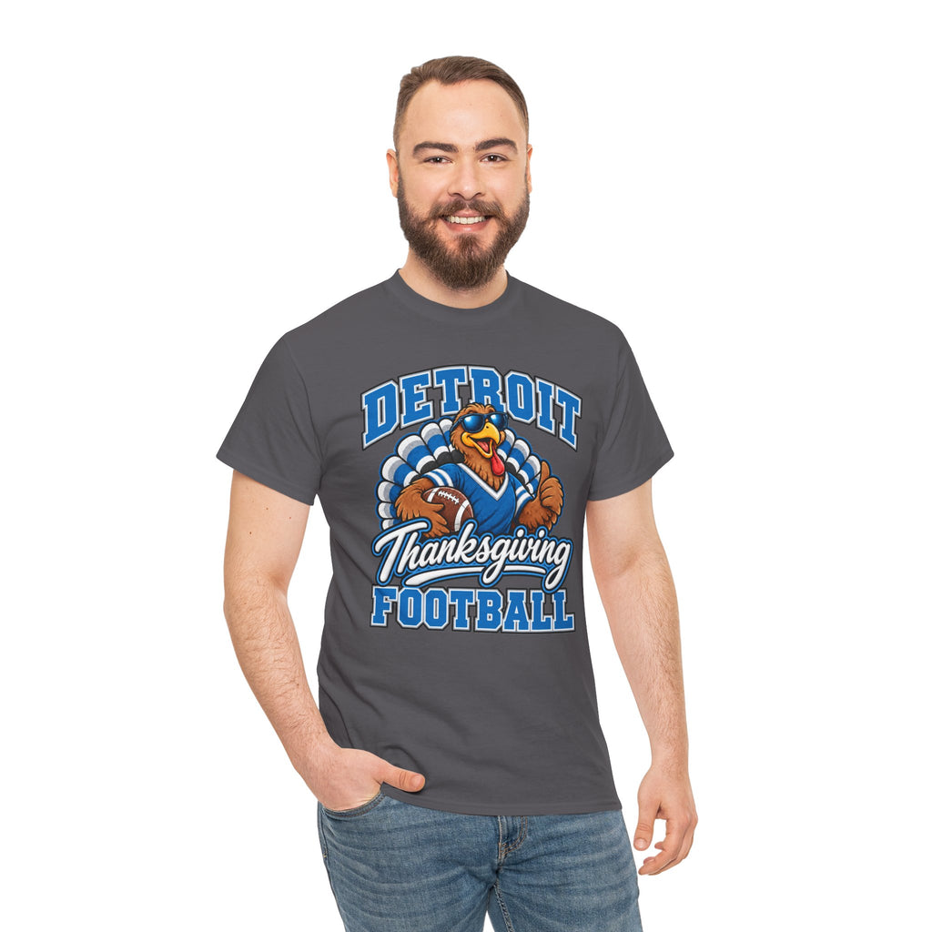 Detroit Thanksgiving Football Tee — Turkey Mascot Game Day Shirt