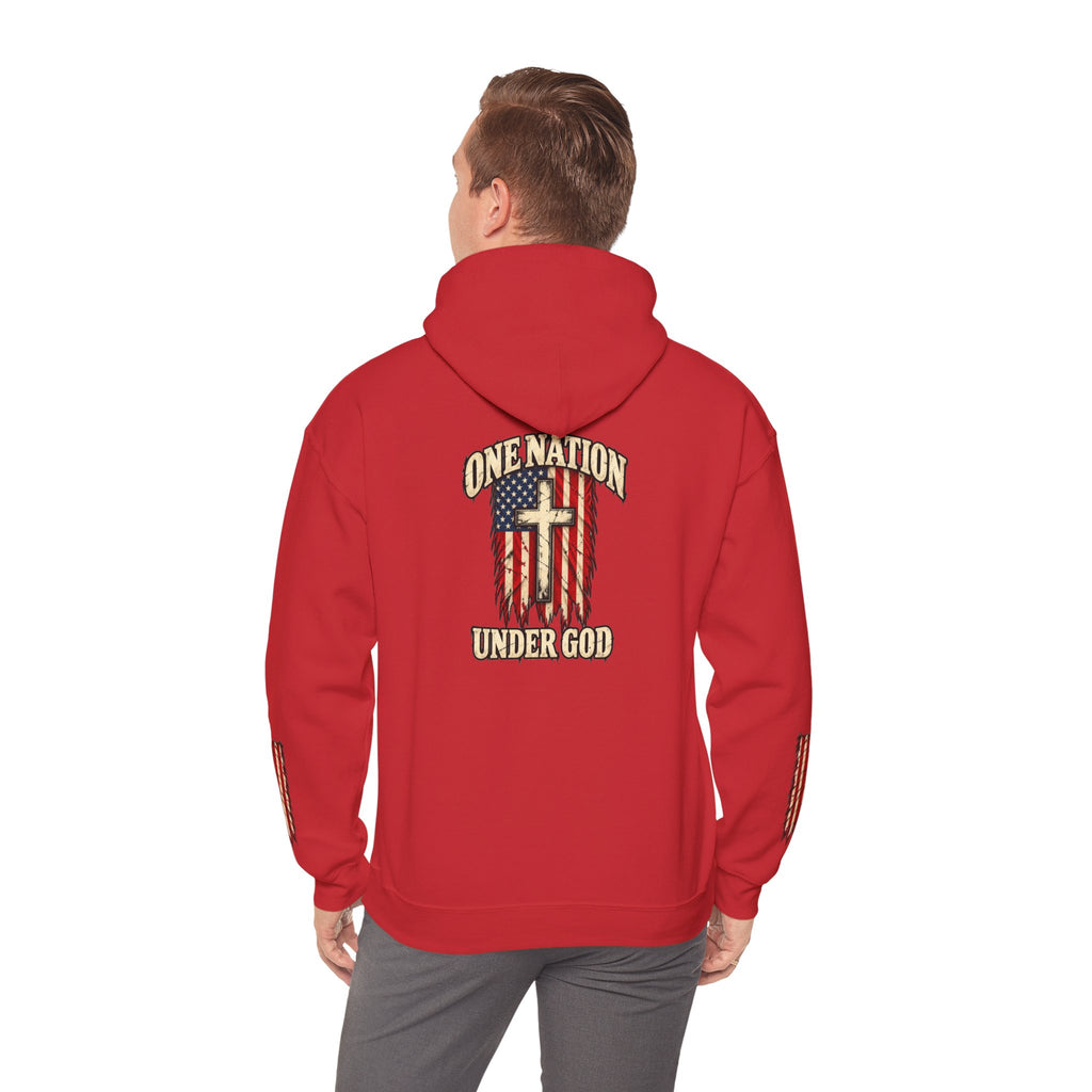 One Nation Under God Patriotic Cross Hoodie