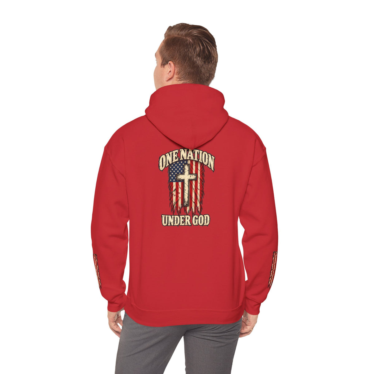 One Nation Under God Patriotic Cross Hoodie