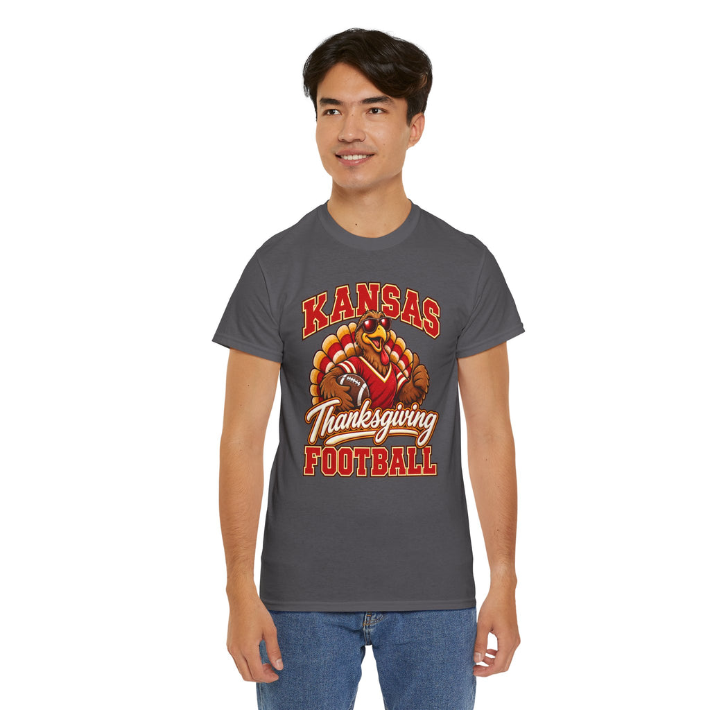 Kansas Thanksgiving Football T‑Shirt — Turkey Mascot Holiday Game Tee