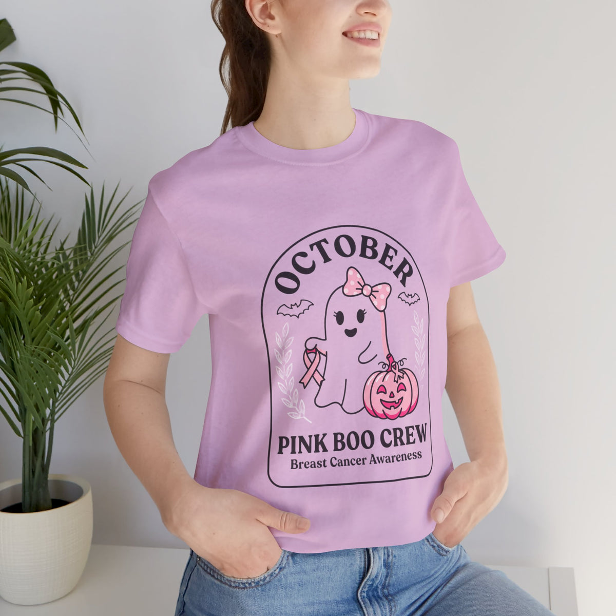October Pink Boo Crew Tee — Breast Cancer Awareness Ghost T-Shirt