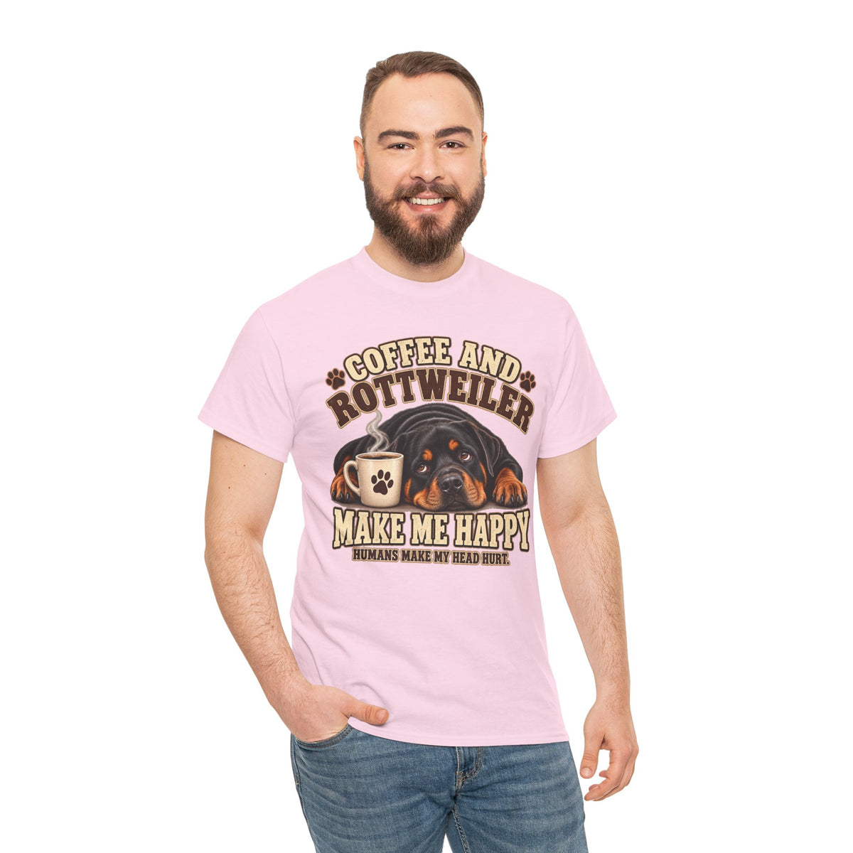 Coffee and Rottweiler Tee — "Coffee and Rottweiler Make Me Happy" Dog Lover Shirt