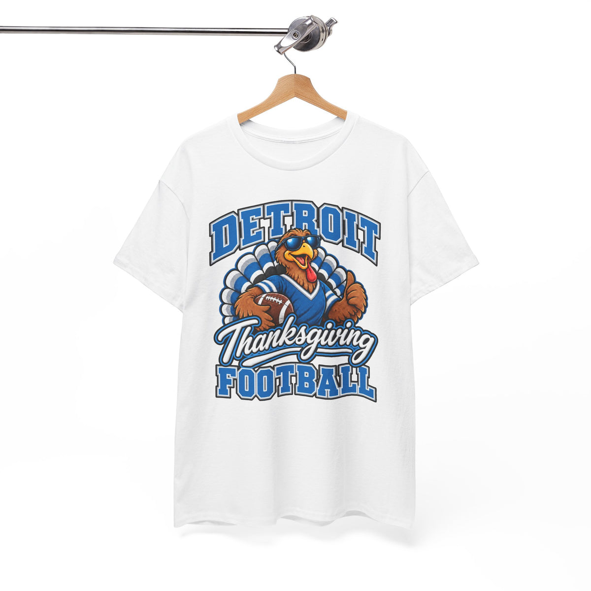 Detroit Thanksgiving Football Tee — Turkey Mascot Game Day Shirt