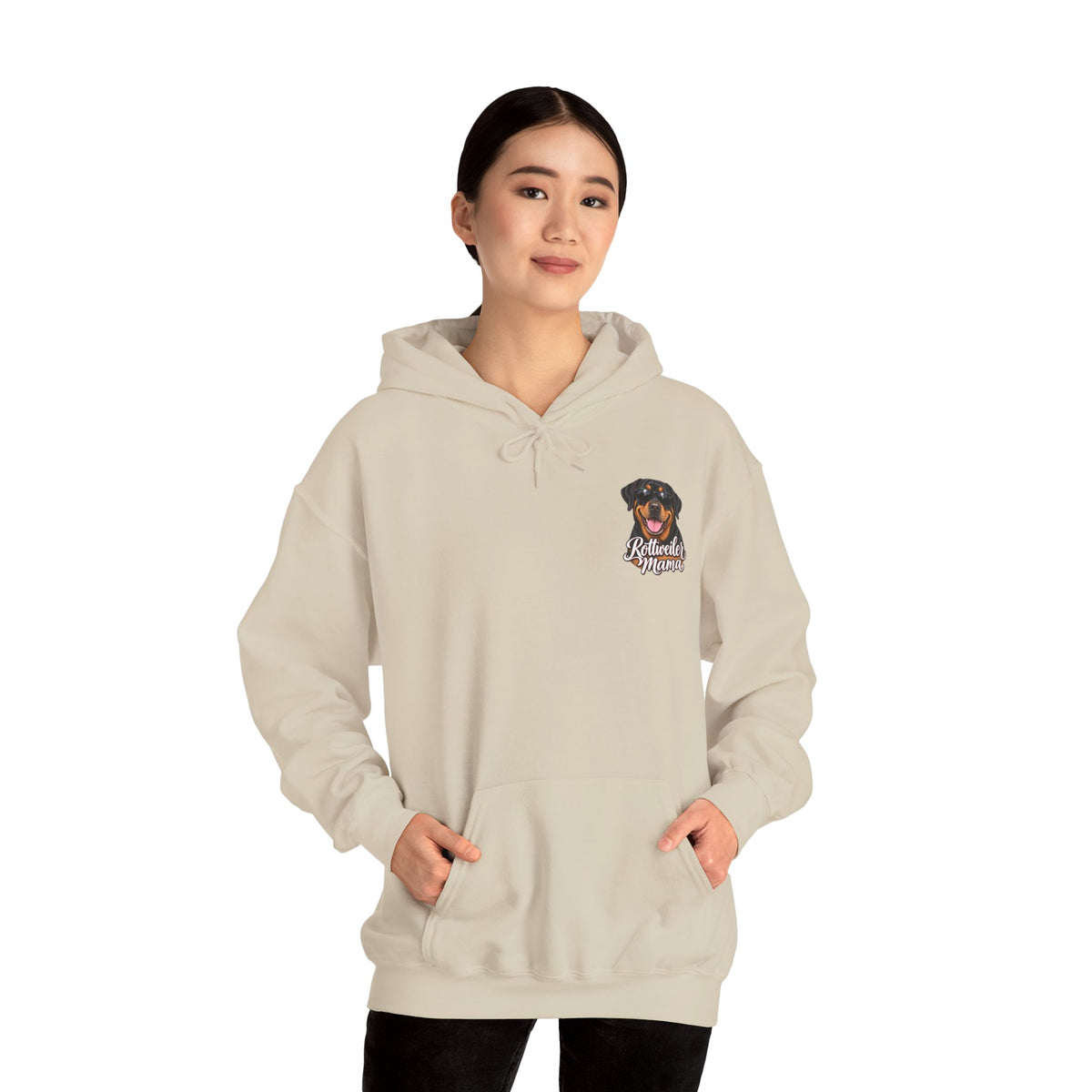 Rottweiler Mama Hoodie — Cute Rottie Portrait Pullover for Dog Moms