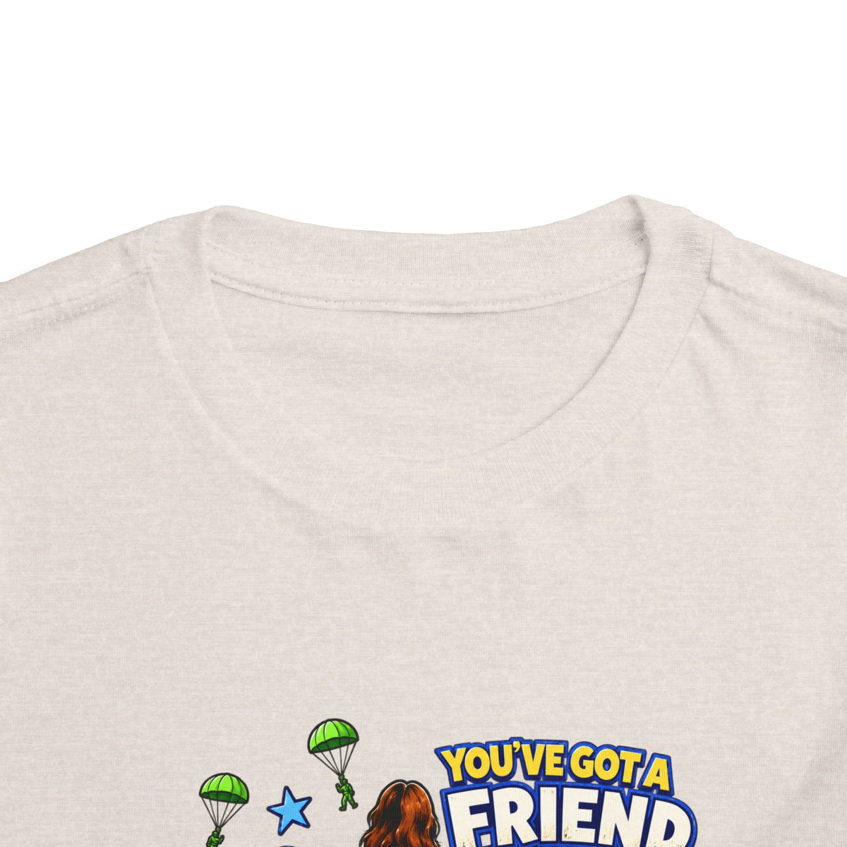 Toddler Tee — "You’ve Got a Friend in Him" Cartoon Faith & Toy Heroes Shirt