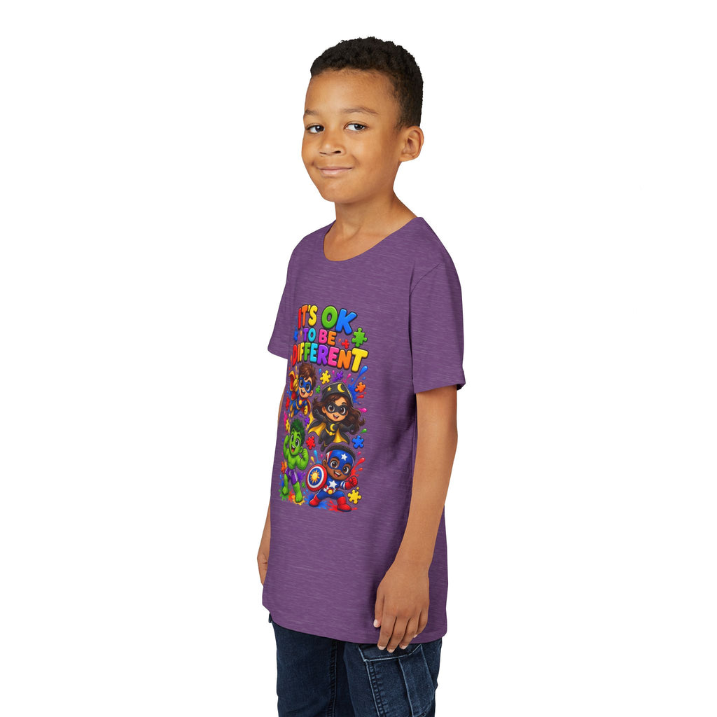 Kids T-Shirt — "It's OK to Be Different" Colorful Superhero Diversity Tee