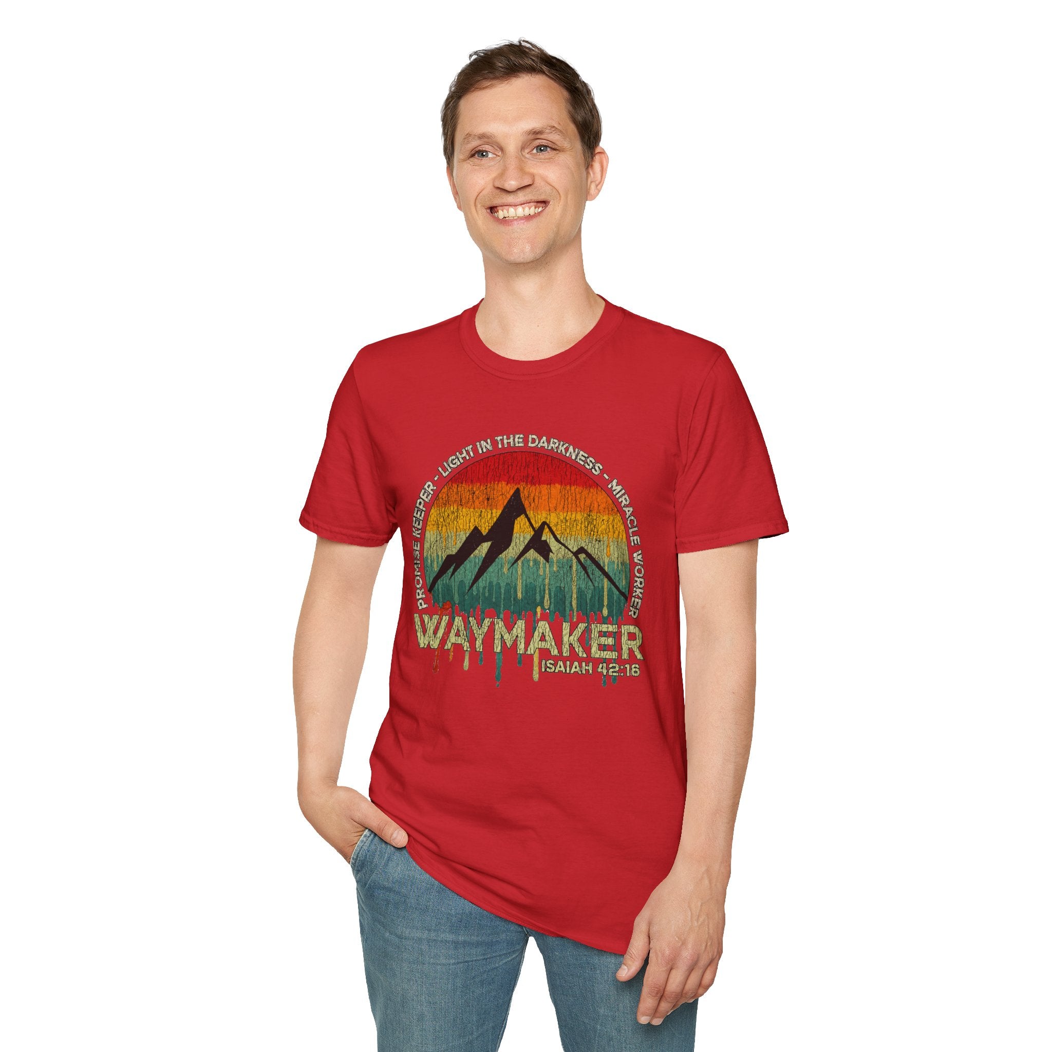 Waymaker Mountain T-Shirt — “Promise Keeper, Light in the Darkness” Christian Graphic Tee