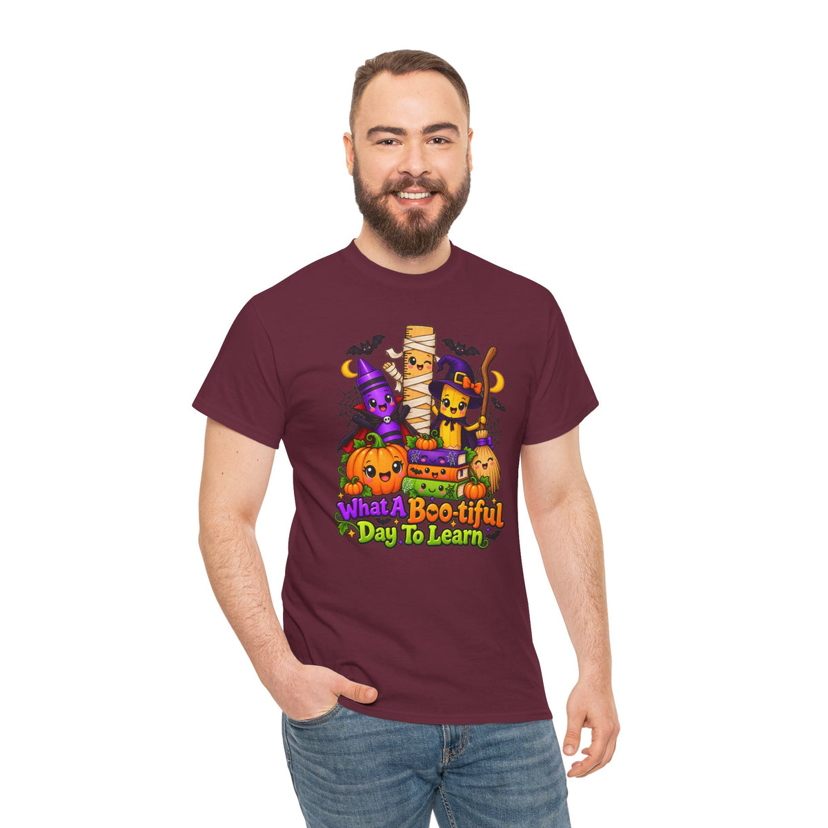 Halloween Teacher Tee — "What A Boo-tiful Day To Learn" Kids' Classroom Shirt