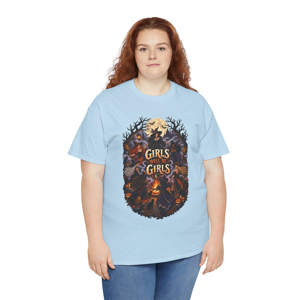 Girls Will Be Girls T-Shirt — Witchy Campfire Illustration Tee